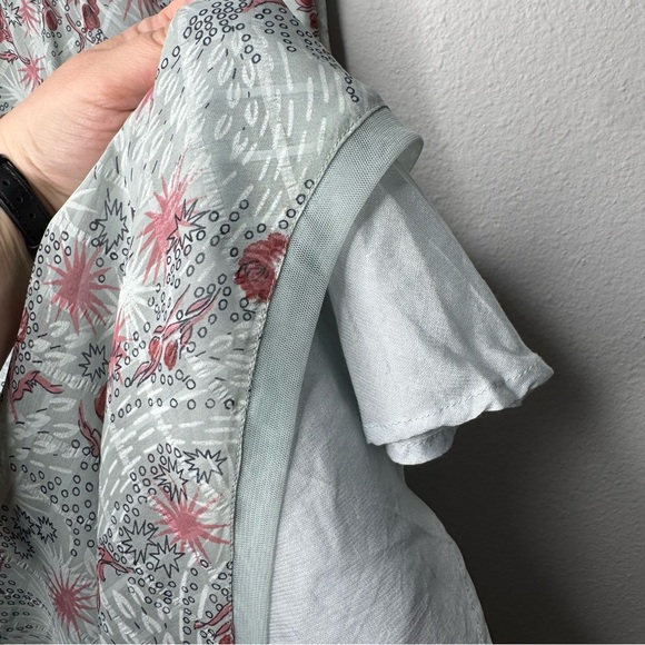 Free People Icy Blue Pink‎ Floral Vintage Y2K Tank Top Dress Womens Size 8 - Picture 6 of 7